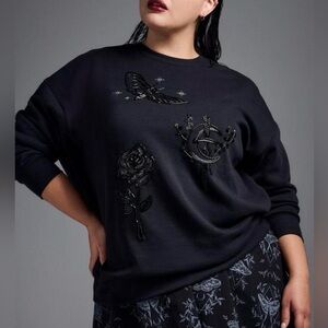 Nightfall relaxed cozy fleece beaded sweatshirt